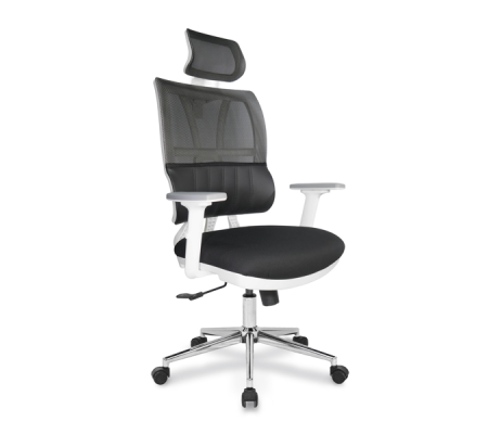 Jumbo Yarım Derili ve Fileli Beyaz Gövdeli Çalışma Koltuk